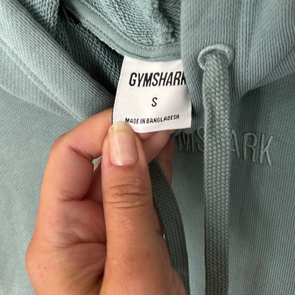 GYMSHARK HEAVYWEIGHT LOOPBACK‎ SWEAT HOODIE, SMALL, Duck Egg Blue - Picture 5 of 8